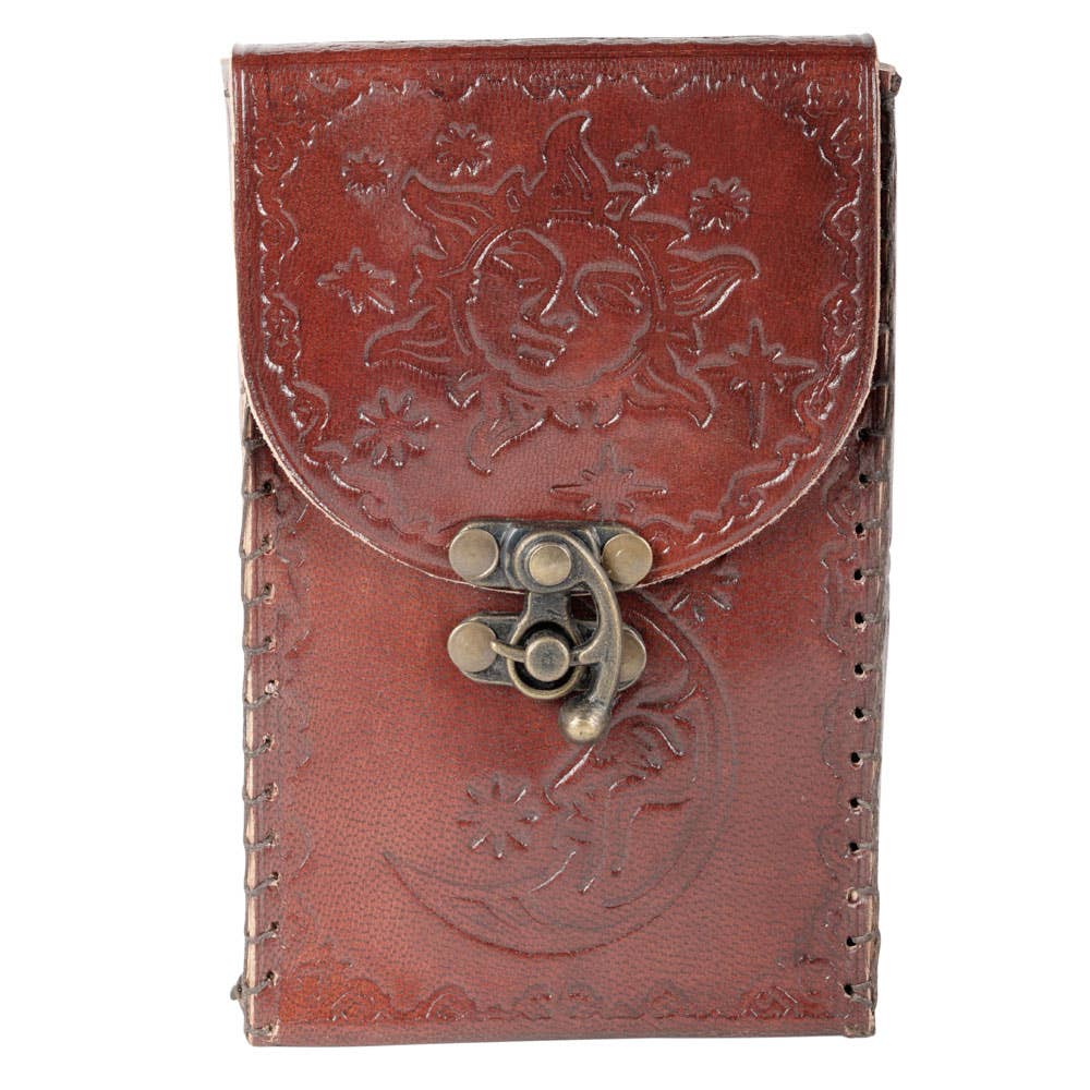 sun & moon leather tarot card holder