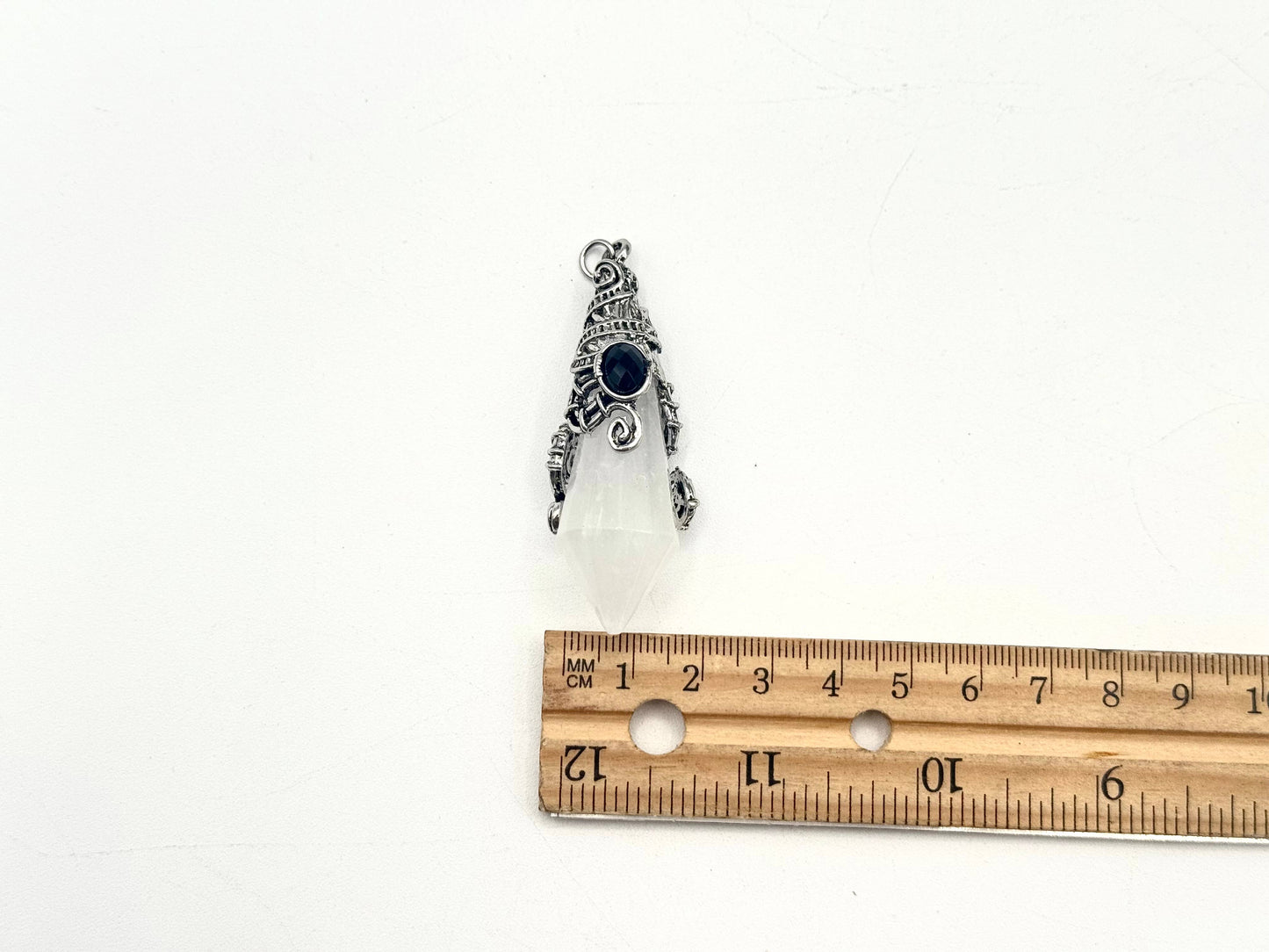 clear quartz faceted pendulum