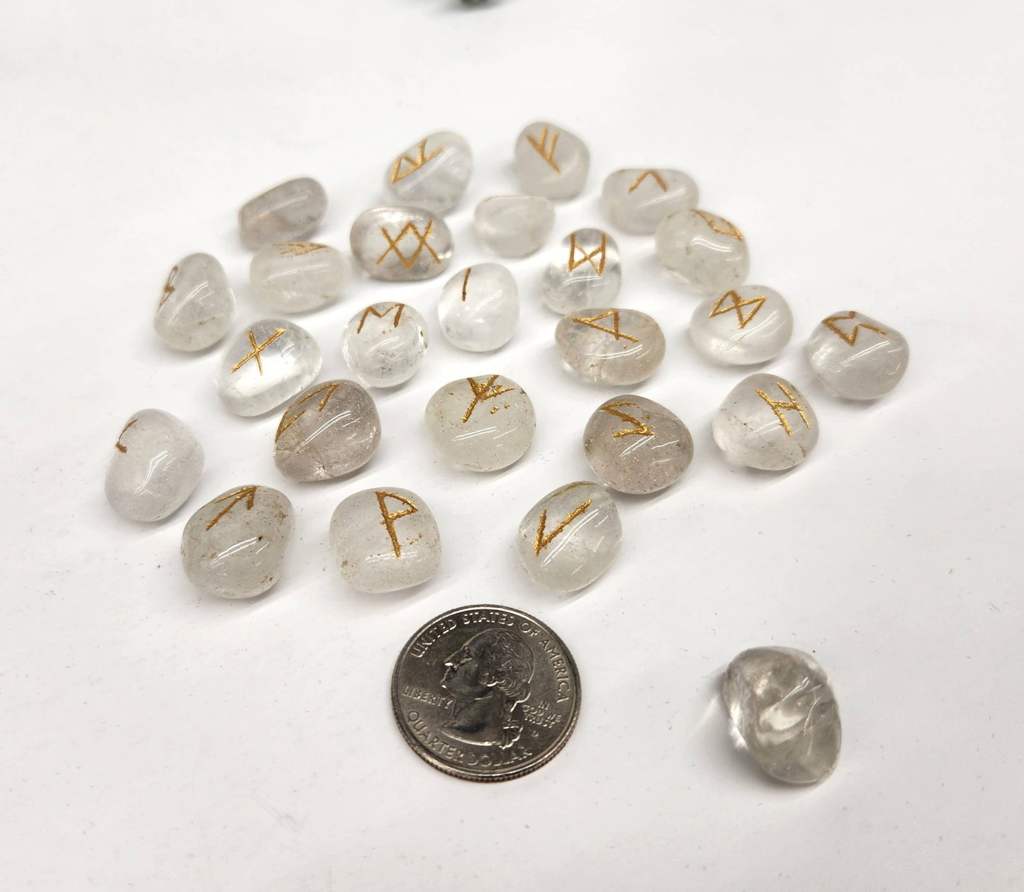 clear quartz rune Set with velvet pouch