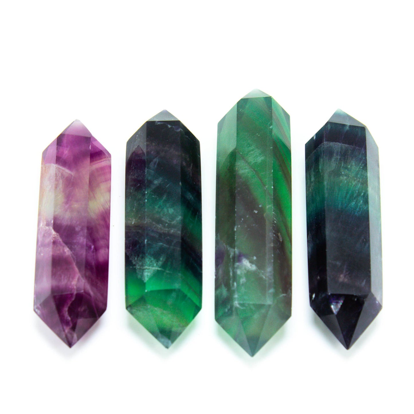 rainbow fluorite double-terminated points (8-9cm)