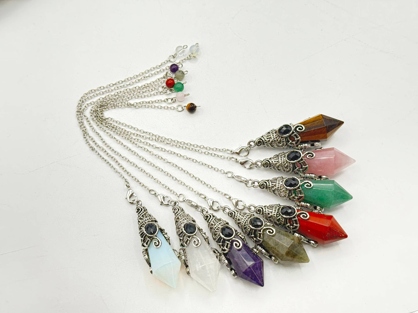 Rose Quartz Faceted Antique Silver Detailing Pendulum