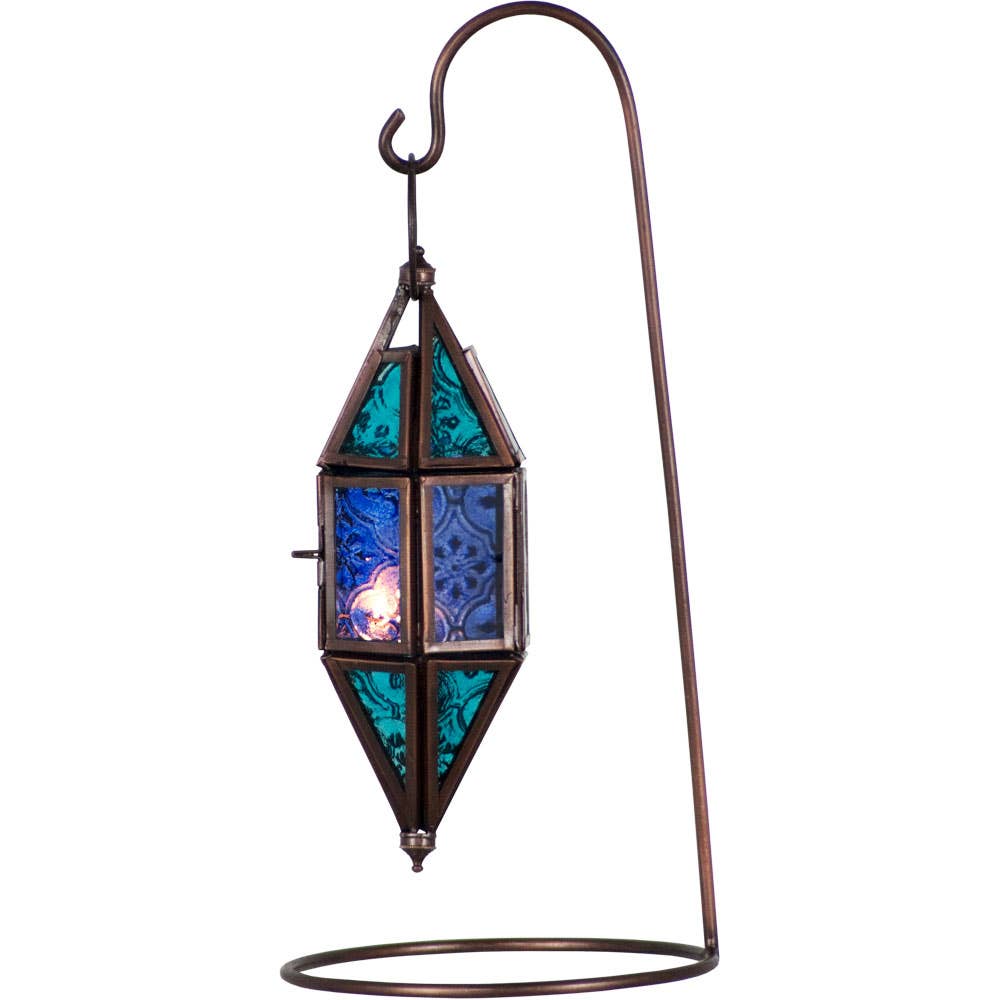 aquamarine & blue glass chapel lantern