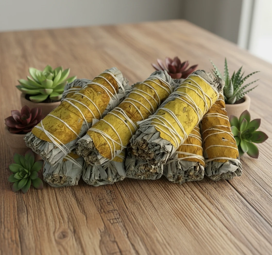 white sage bundles with rosemary or rose