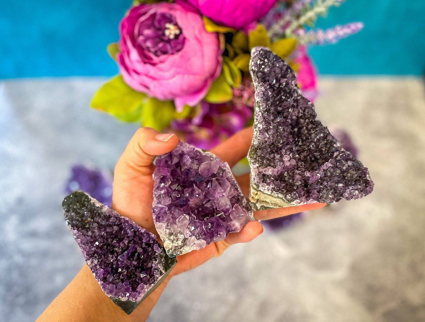 small standing amethyst cathedrals