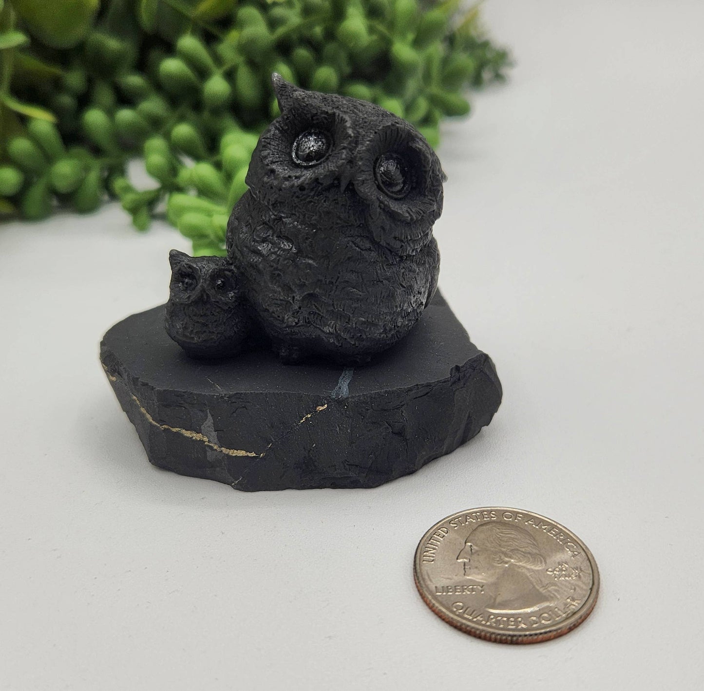 Owl and Owlet Shungite Figurine