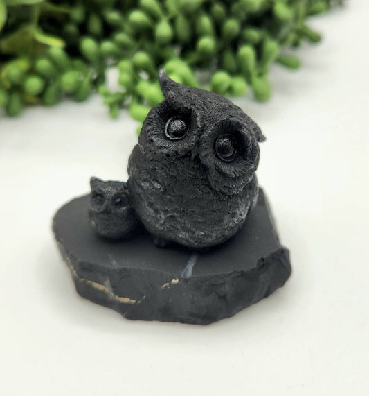Owl and Owlet Shungite Figurine