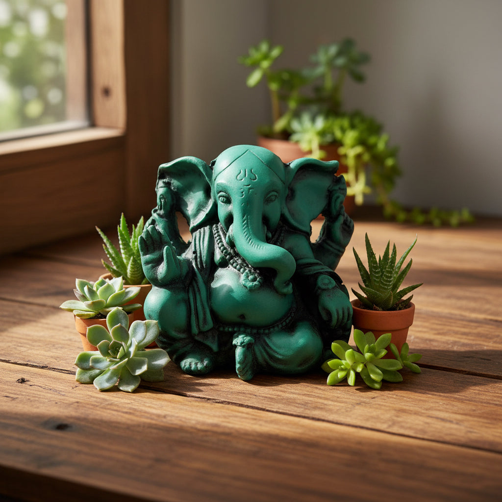 green Ganesha statue