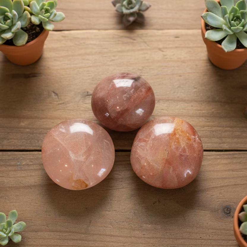 hematoid quartz palm stones