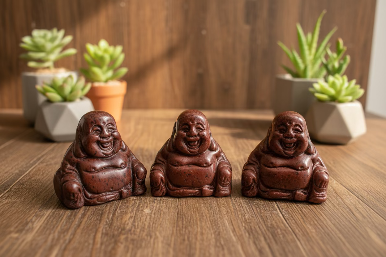 mahogany obsidian happy Buddhas