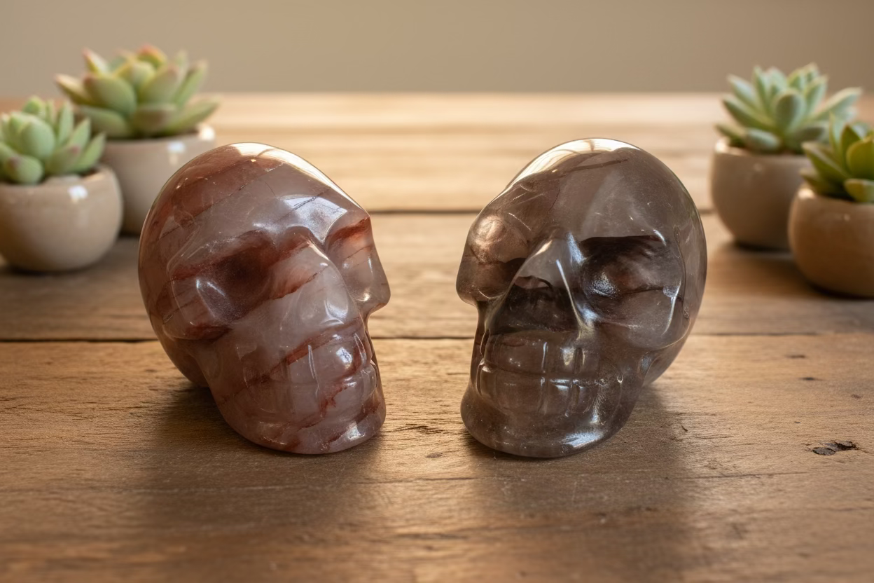 hematoid quartz skulls