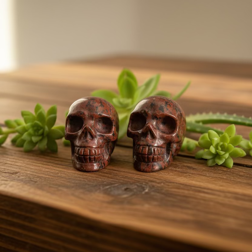 mahogany obsidian skulls