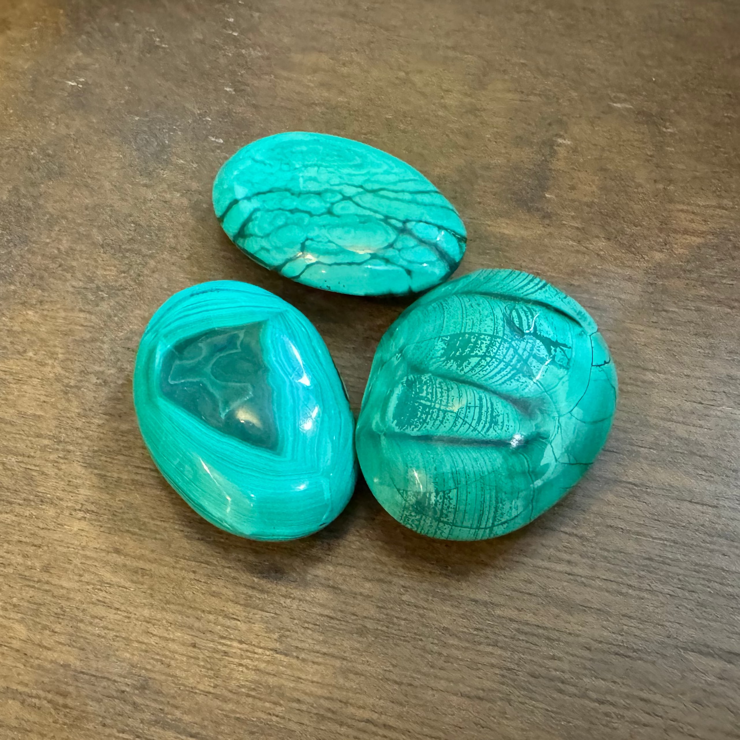 malachite palm stones