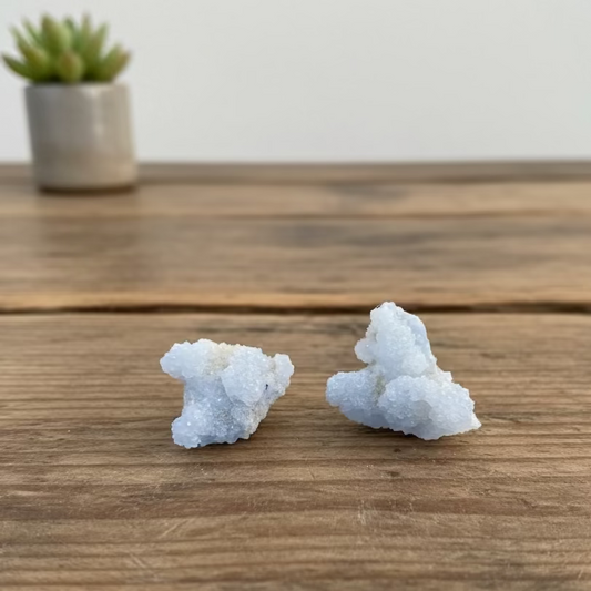 white calcite clusters