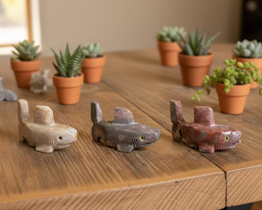 shark soapstone figurine