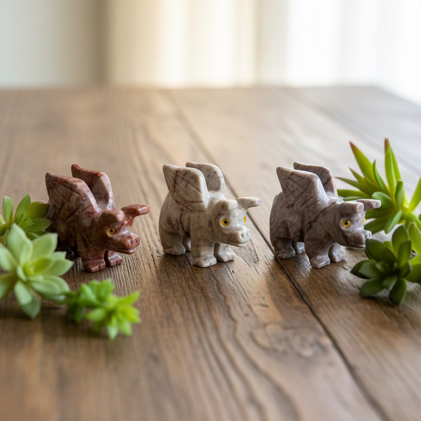 flying pig soapstone figurine