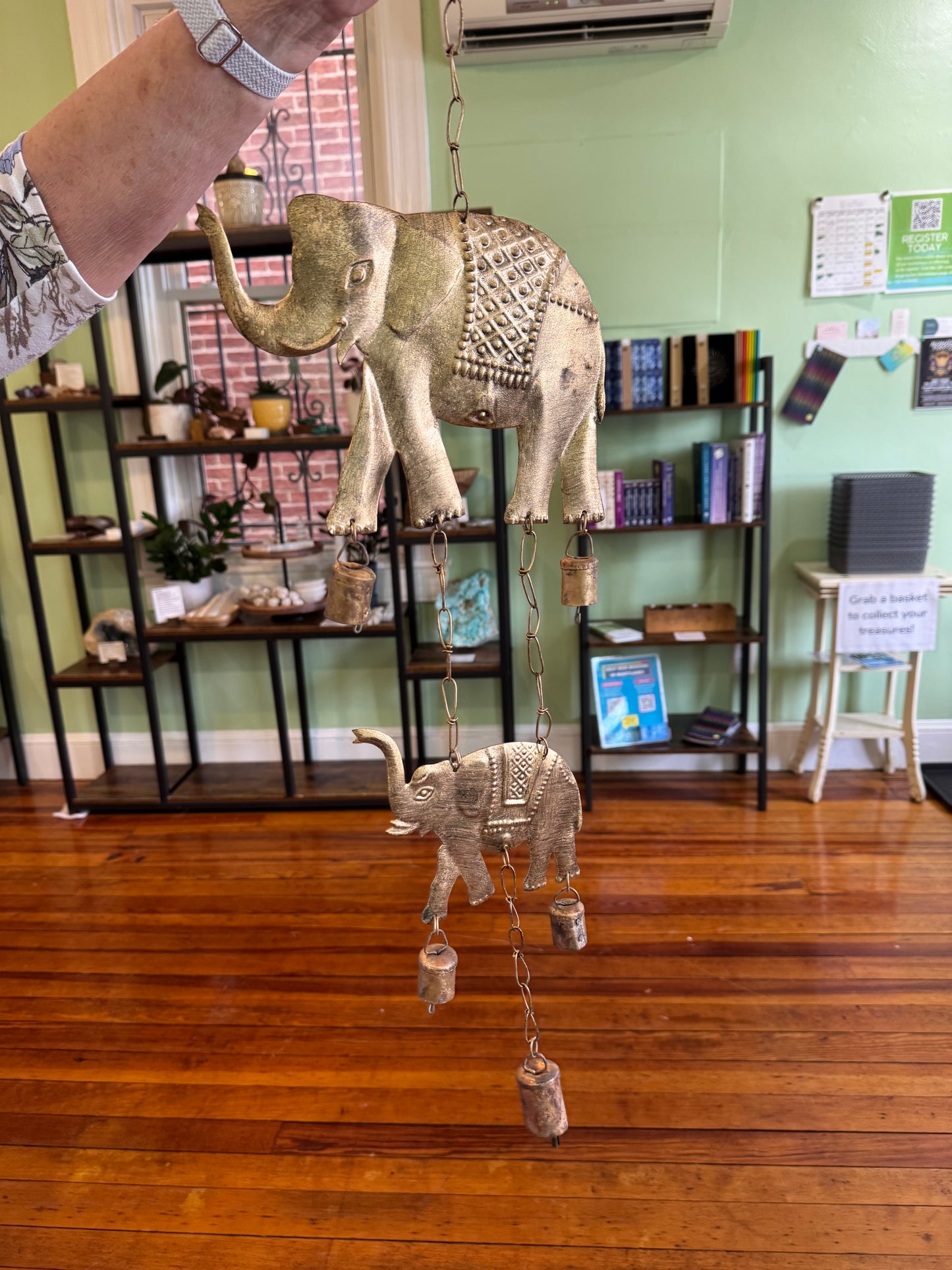 brass hanging decoration with bells