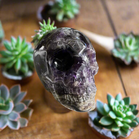 chevron amethyst skull