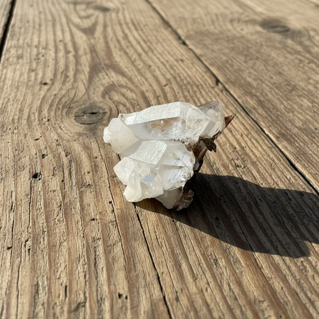 clear quartz clusters with chlorite and brookite inclusions