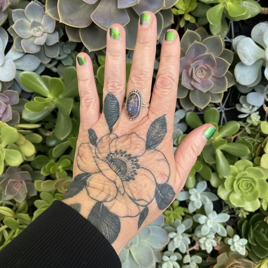 purple copper turquoise ring in sterling silver (size 8)