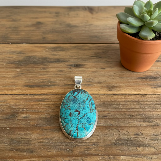 large shattuckite pendant in sterling silver