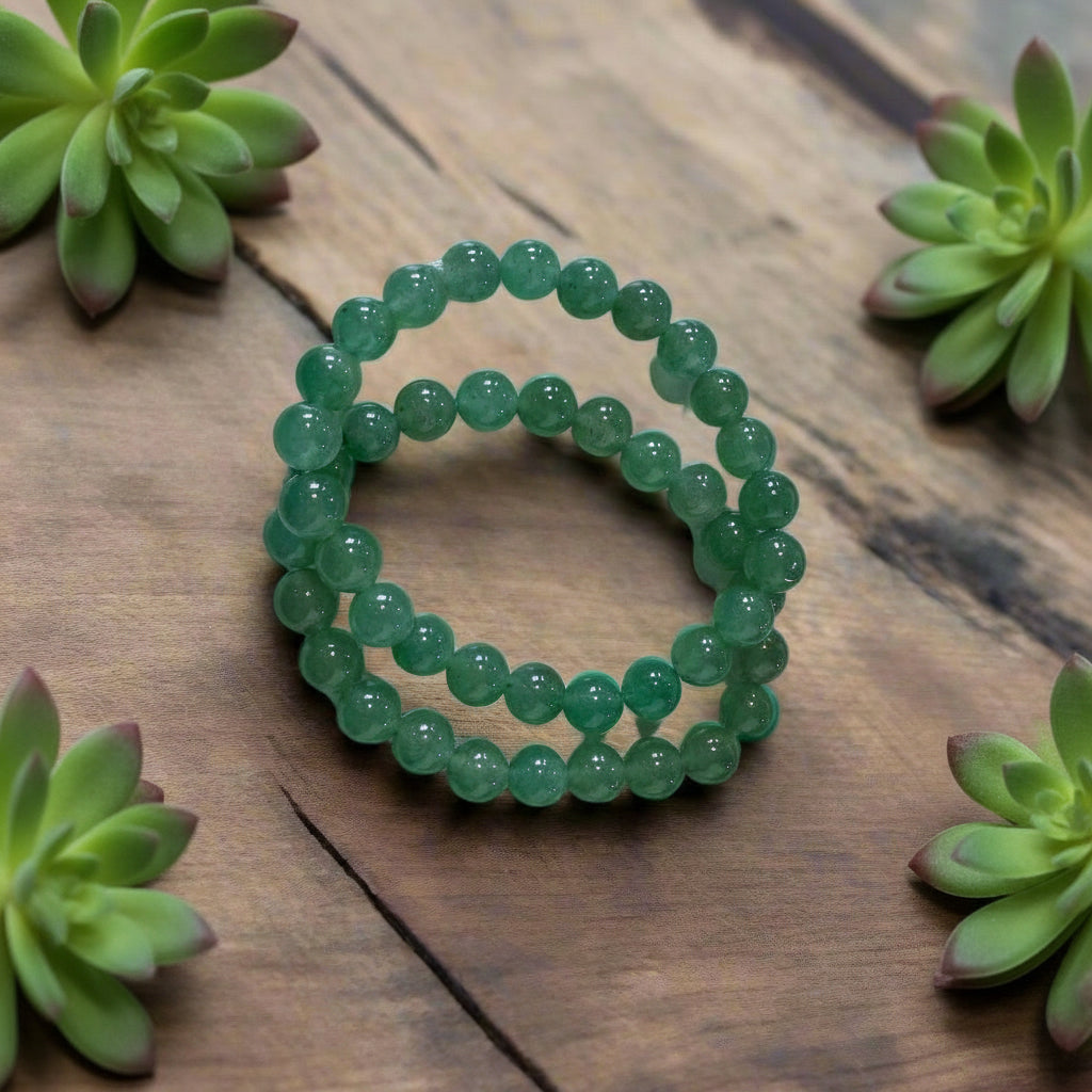 green aventurine beaded bracelet