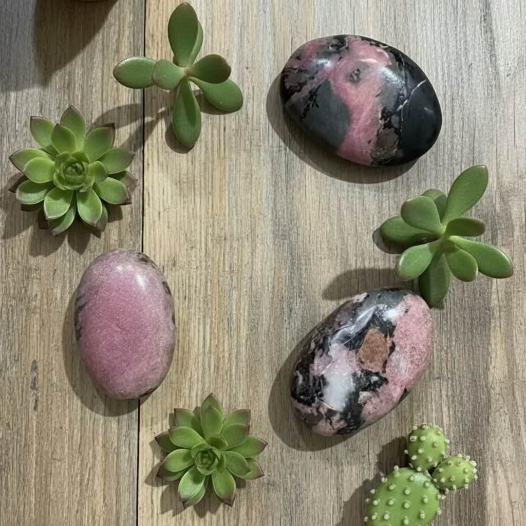 rhodonite palm stones