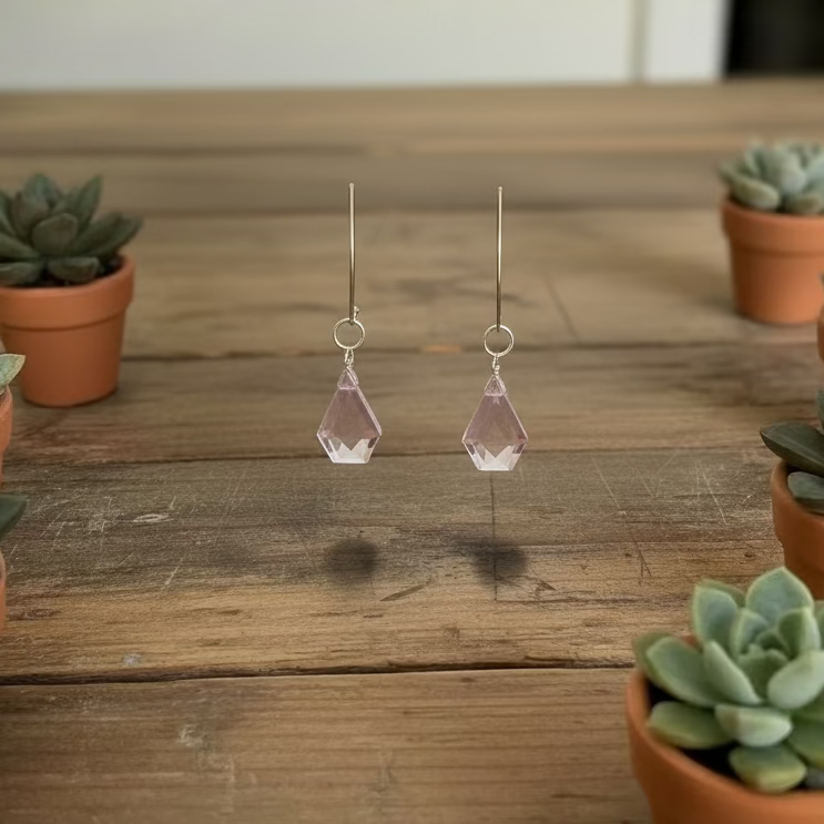 14K gold-filled rose quartz earrings