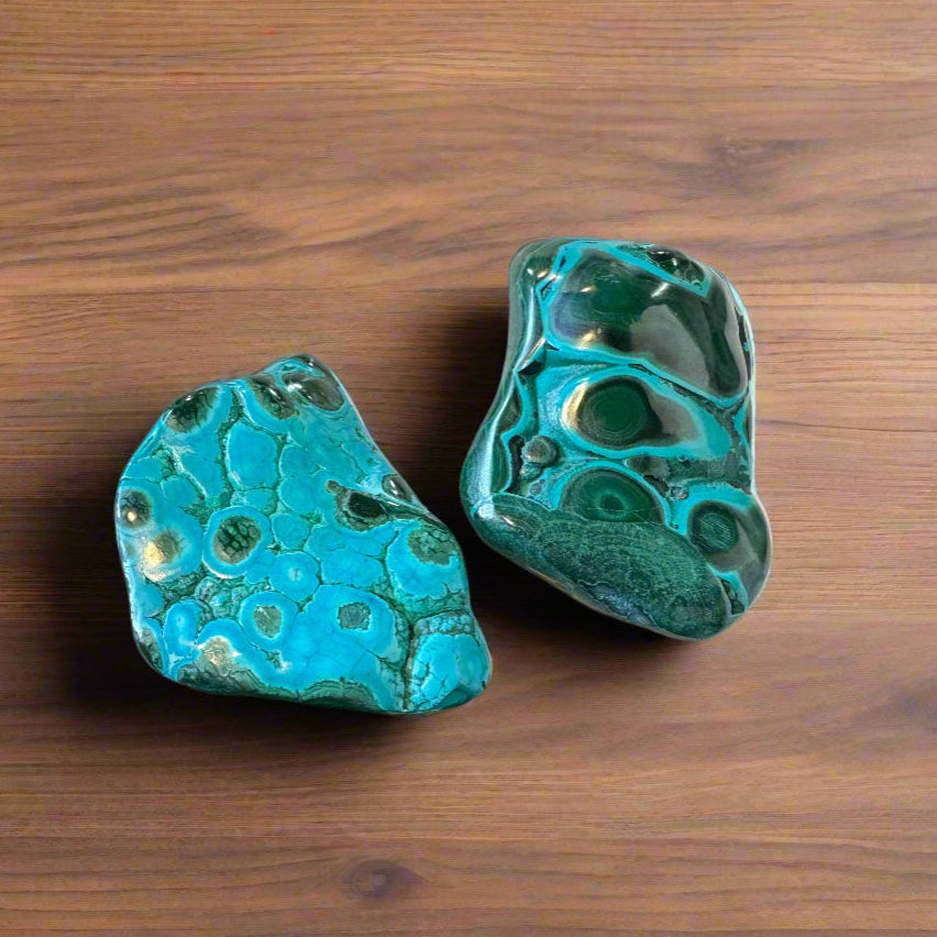 chrysocolla malachite polished pieces