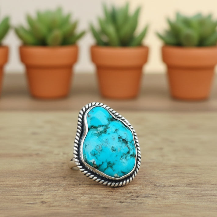 turquoise ring in sterling silver