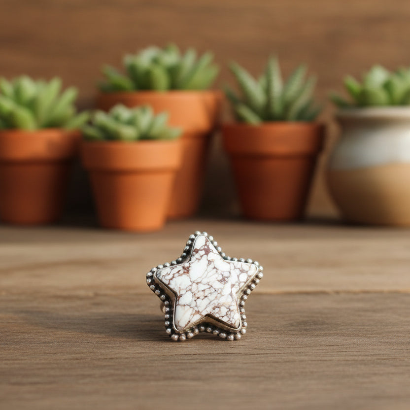 Wild Horse magnesite ring in sterling silver