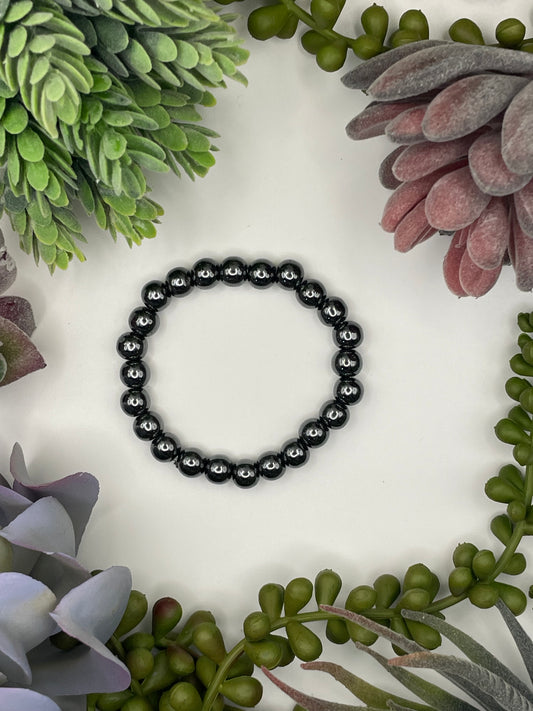 hematite beaded bracelet (8mm beads)