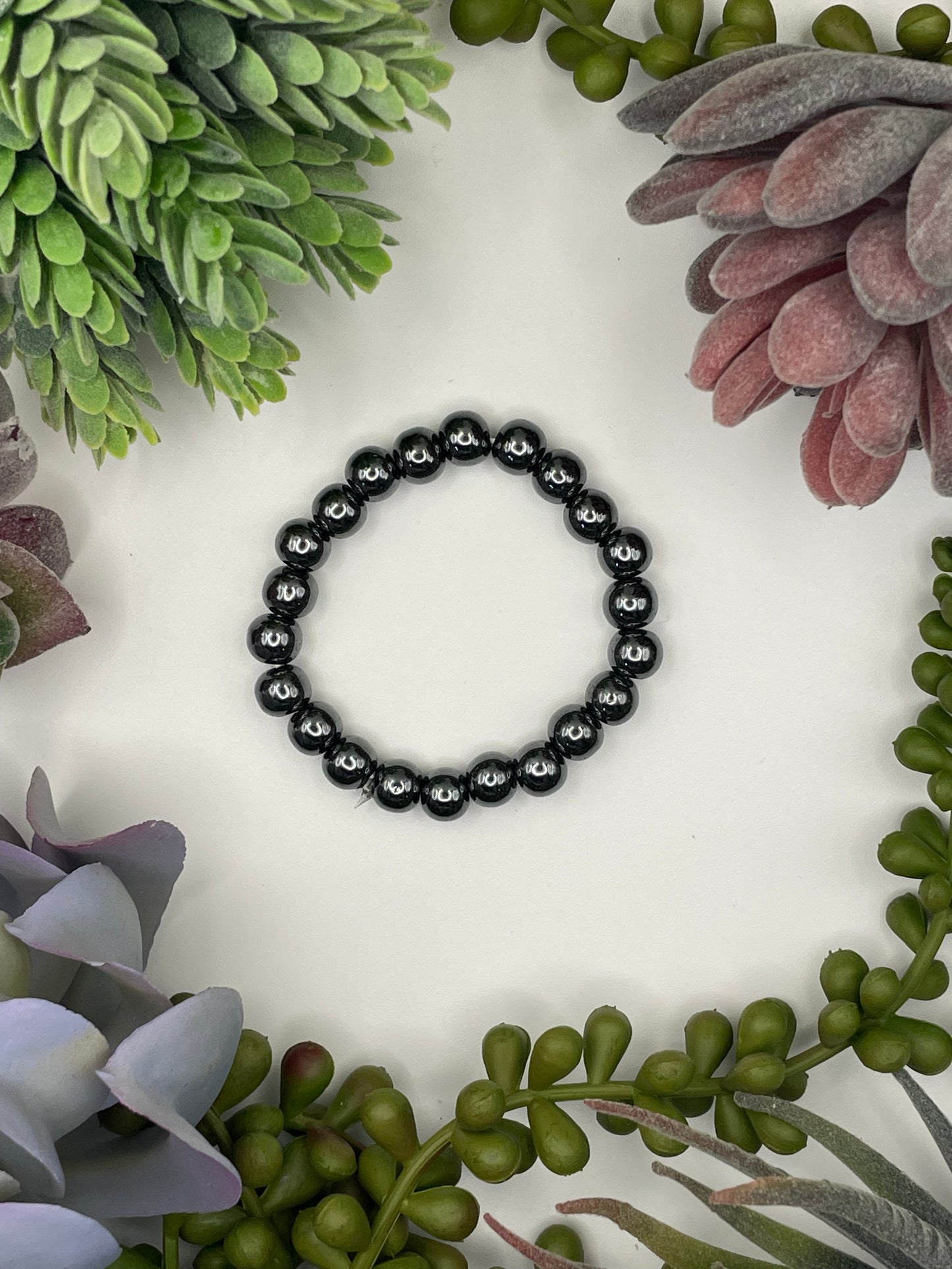 hematite beaded bracelet (8mm beads)