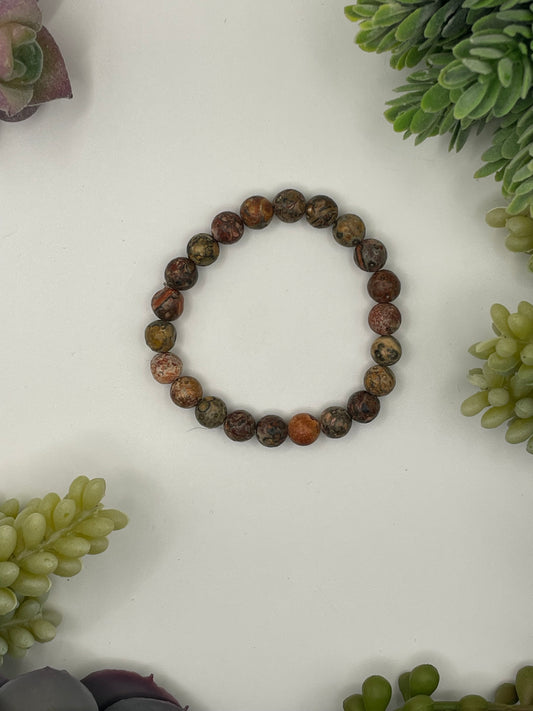 leopardskin jasper beaded bracelet (8mm)
