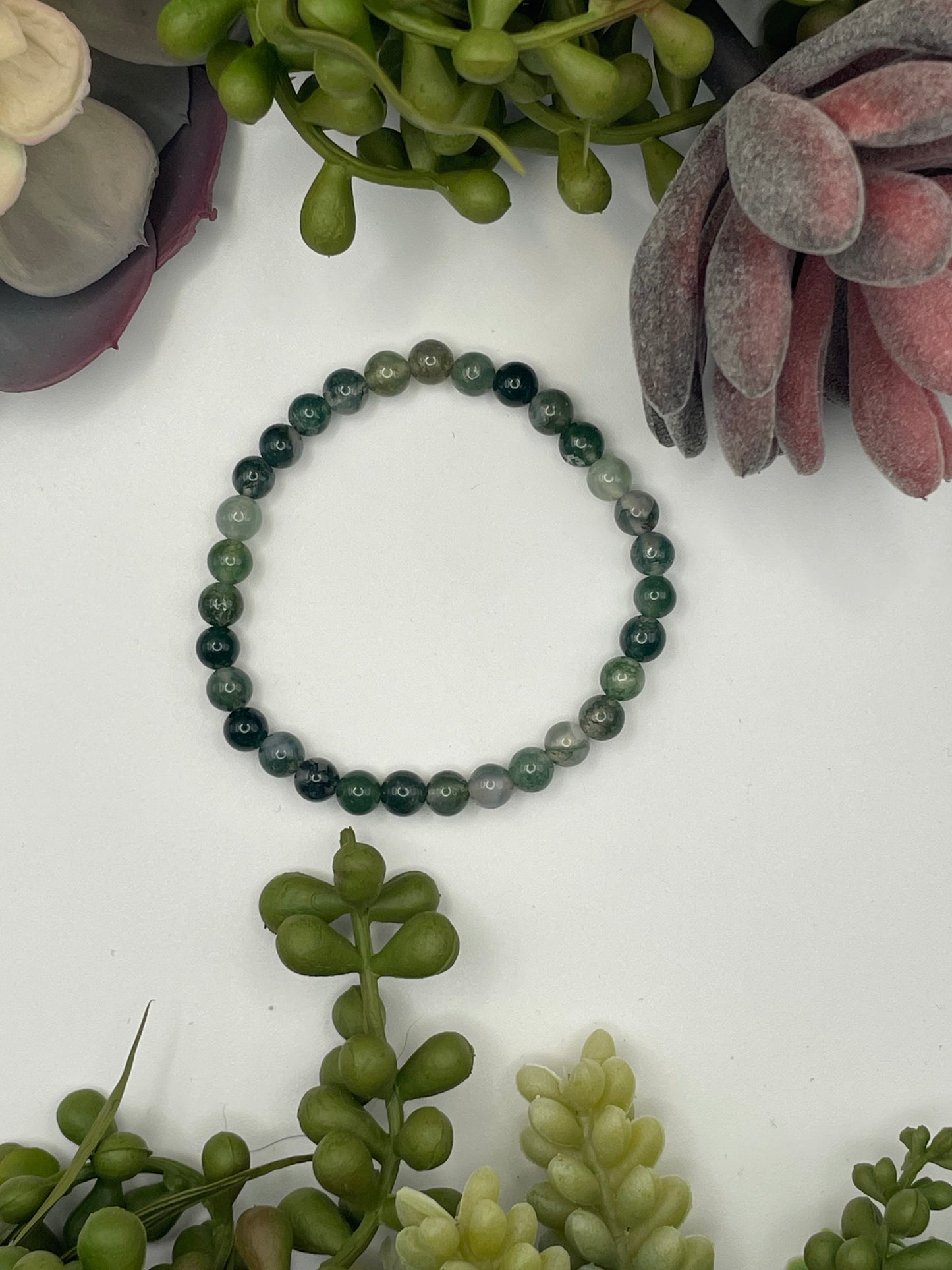 moss agate beaded bracelet