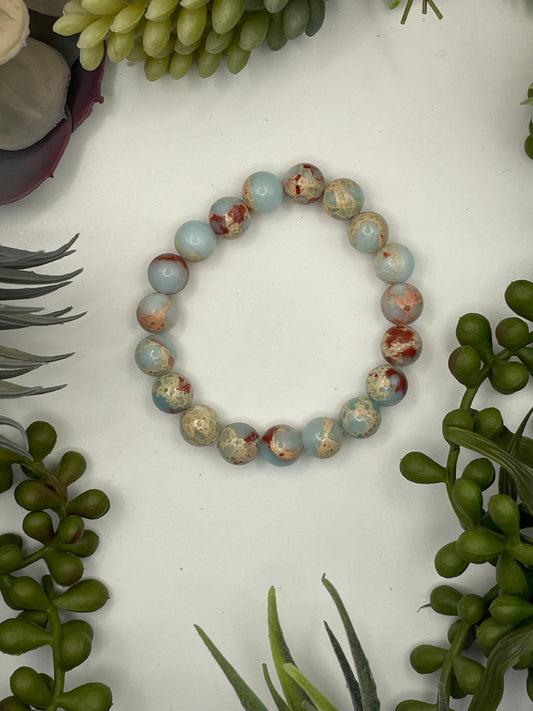aqua imperial jasper beaded bracelet