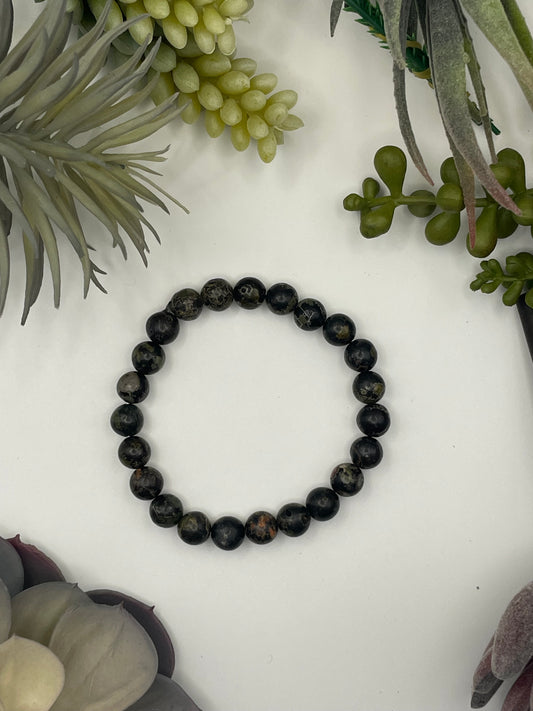 plum blossom jasper beaded bracelet (8mm beads)