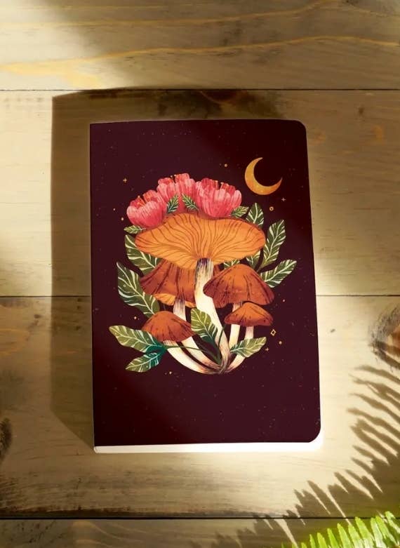 midnight mushroom layflat journal notebook