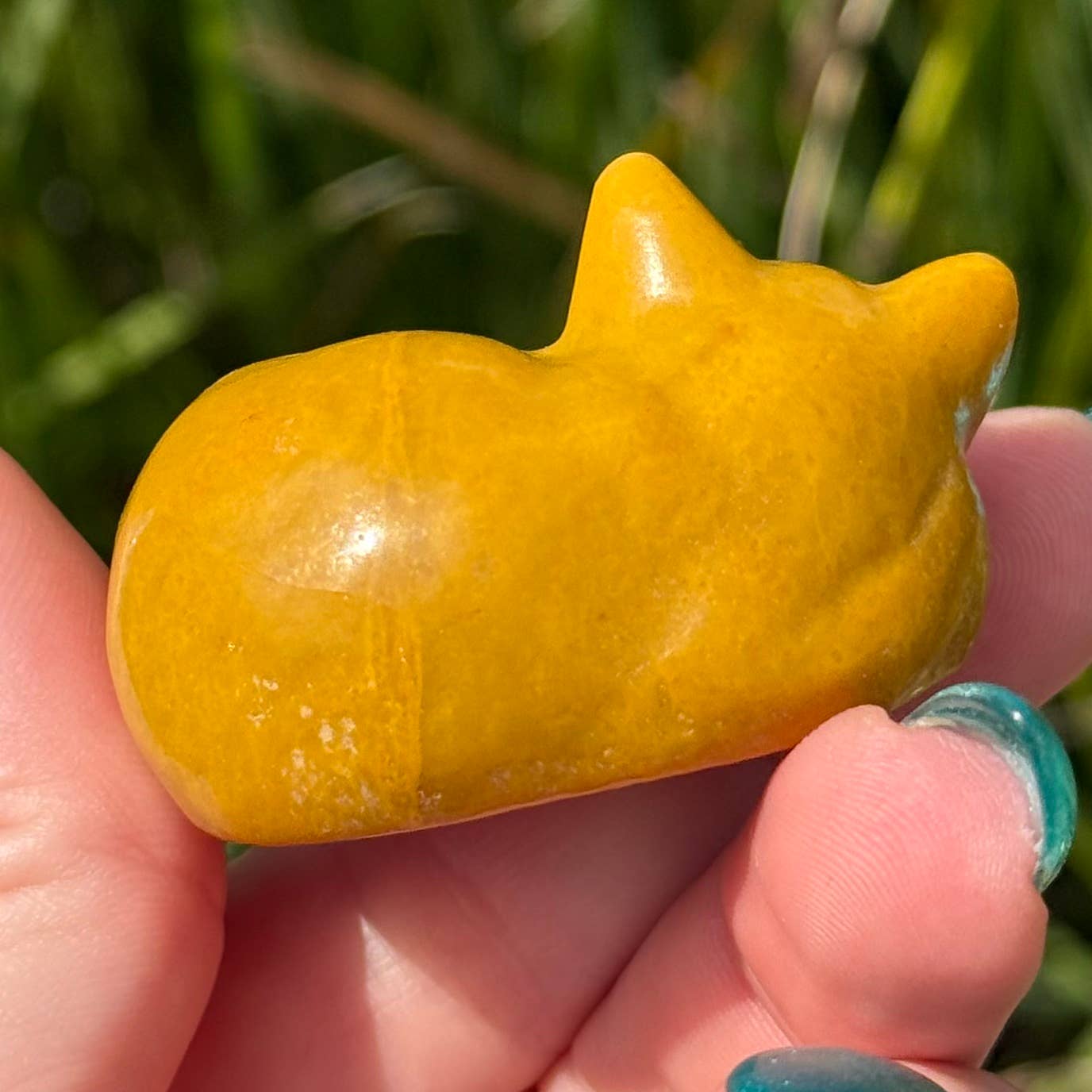 yellow jasper sleeping cat figurine