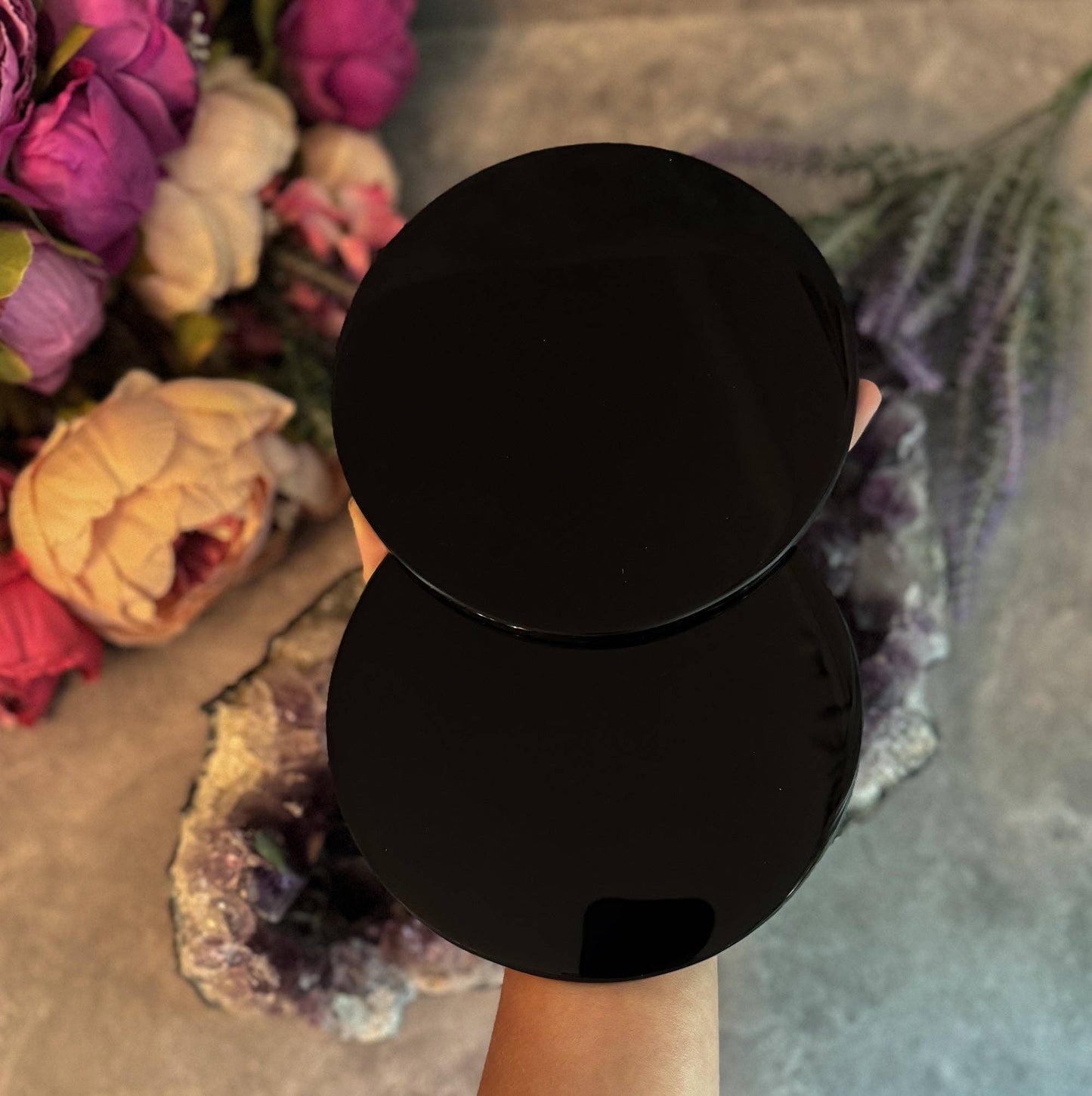 black obsidian scrying mirror