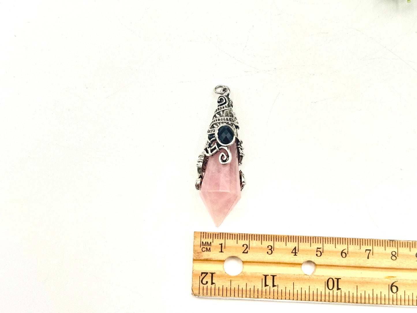 Rose Quartz Faceted Antique Silver Detailing Pendulum