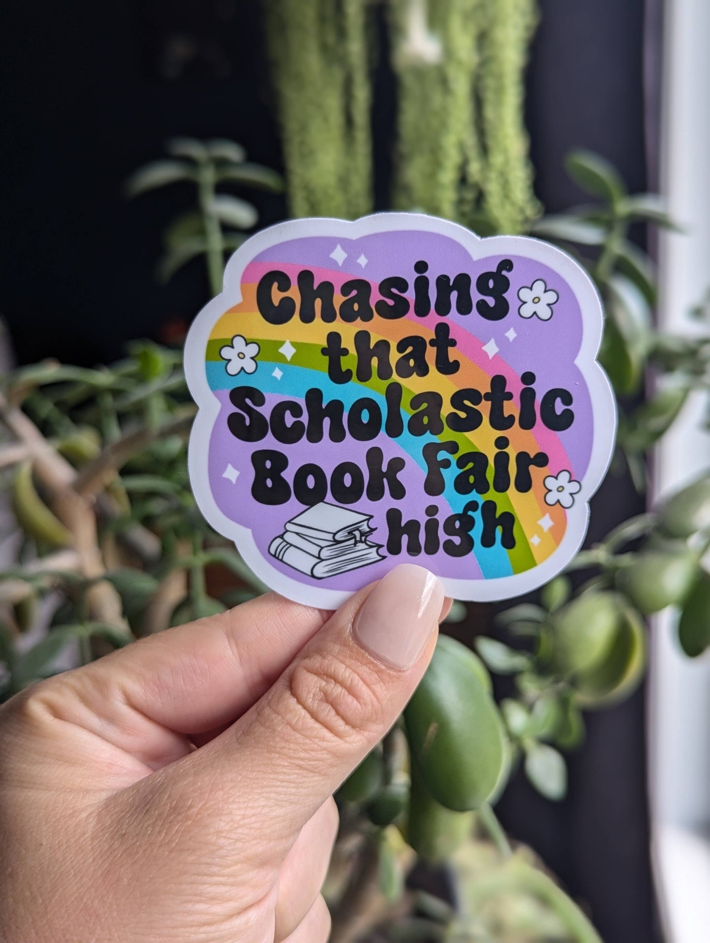 Chasing That Scholastic Book Fair High vinyl stickers