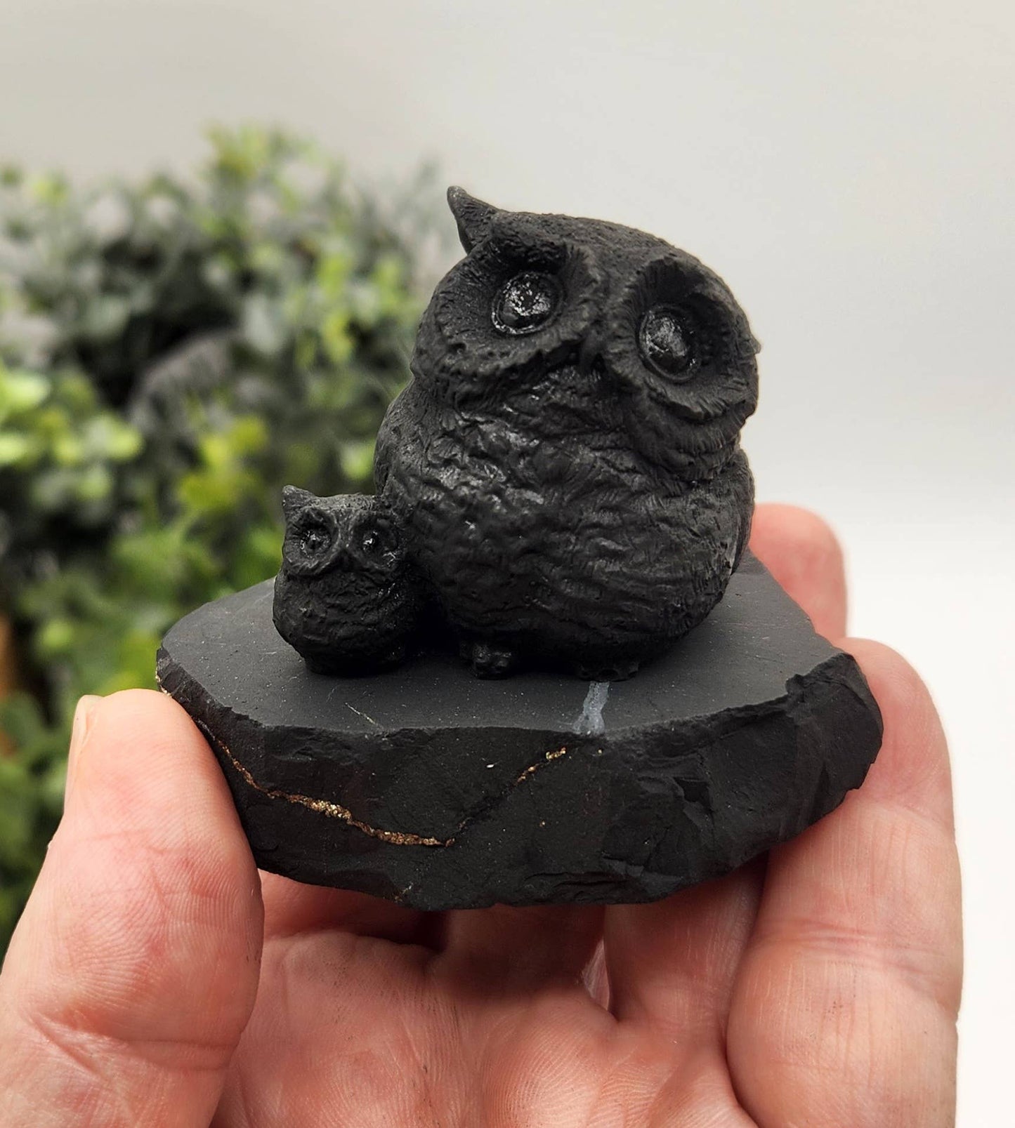 Owl and Owlet Shungite Figurine