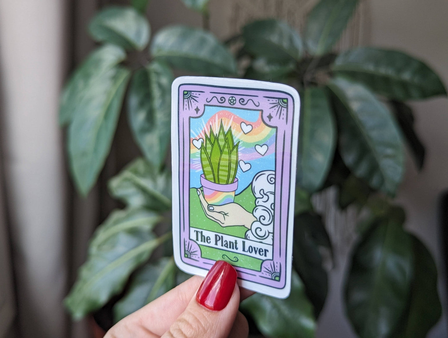 The Plant Lover tarot card vinyl sticker