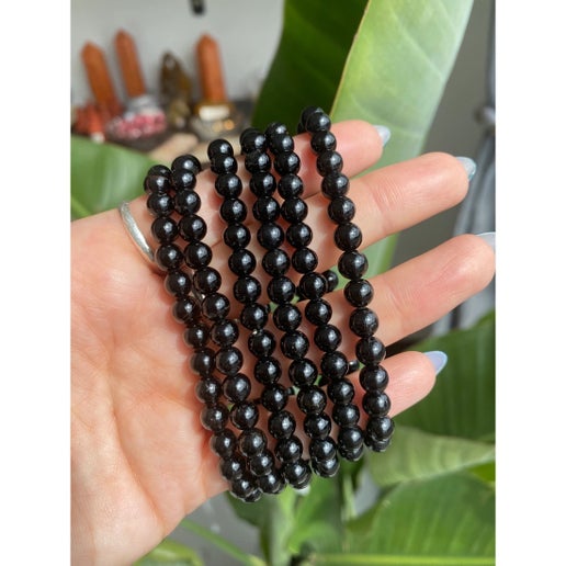 black tourmaline beaded bracelet