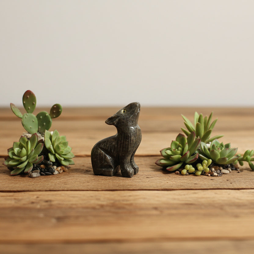 coyote soapstone figurine
