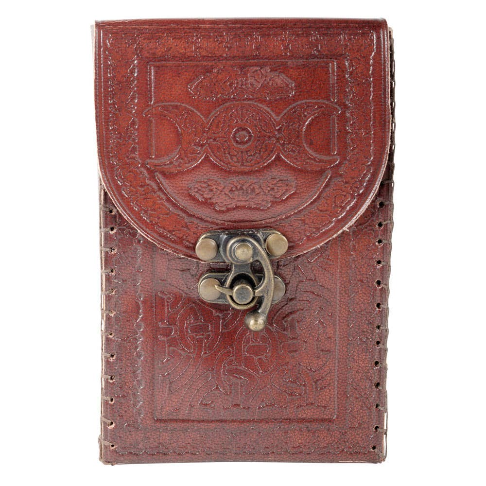 triple moon leather tarot card holder