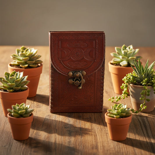 triple moon leather card deck holder