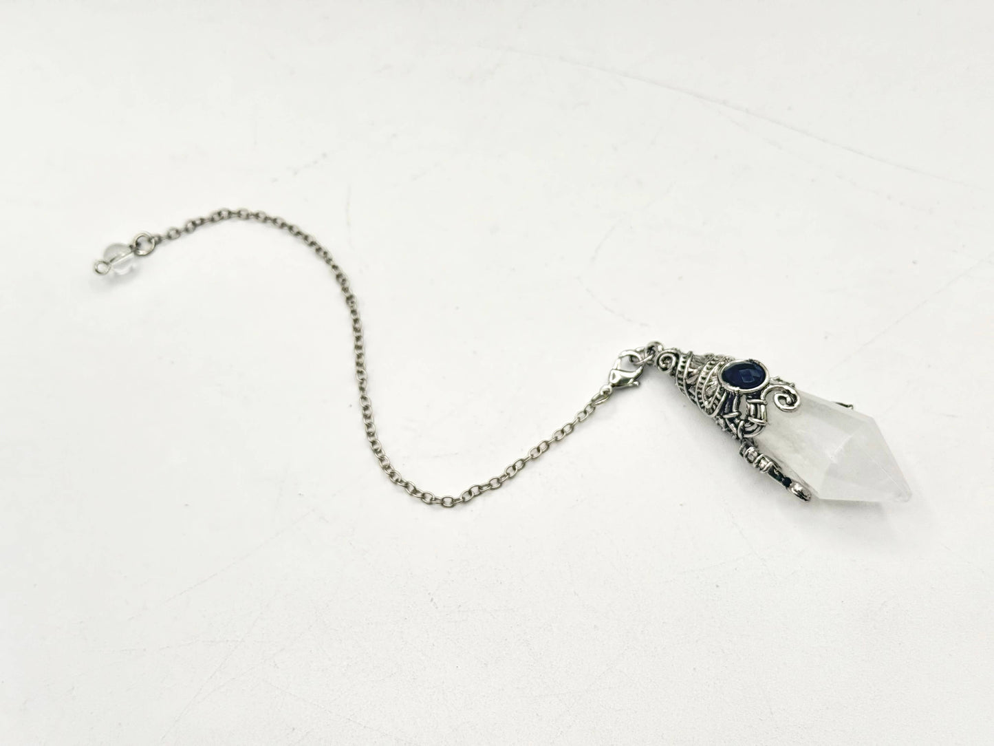 clear quartz faceted pendulum