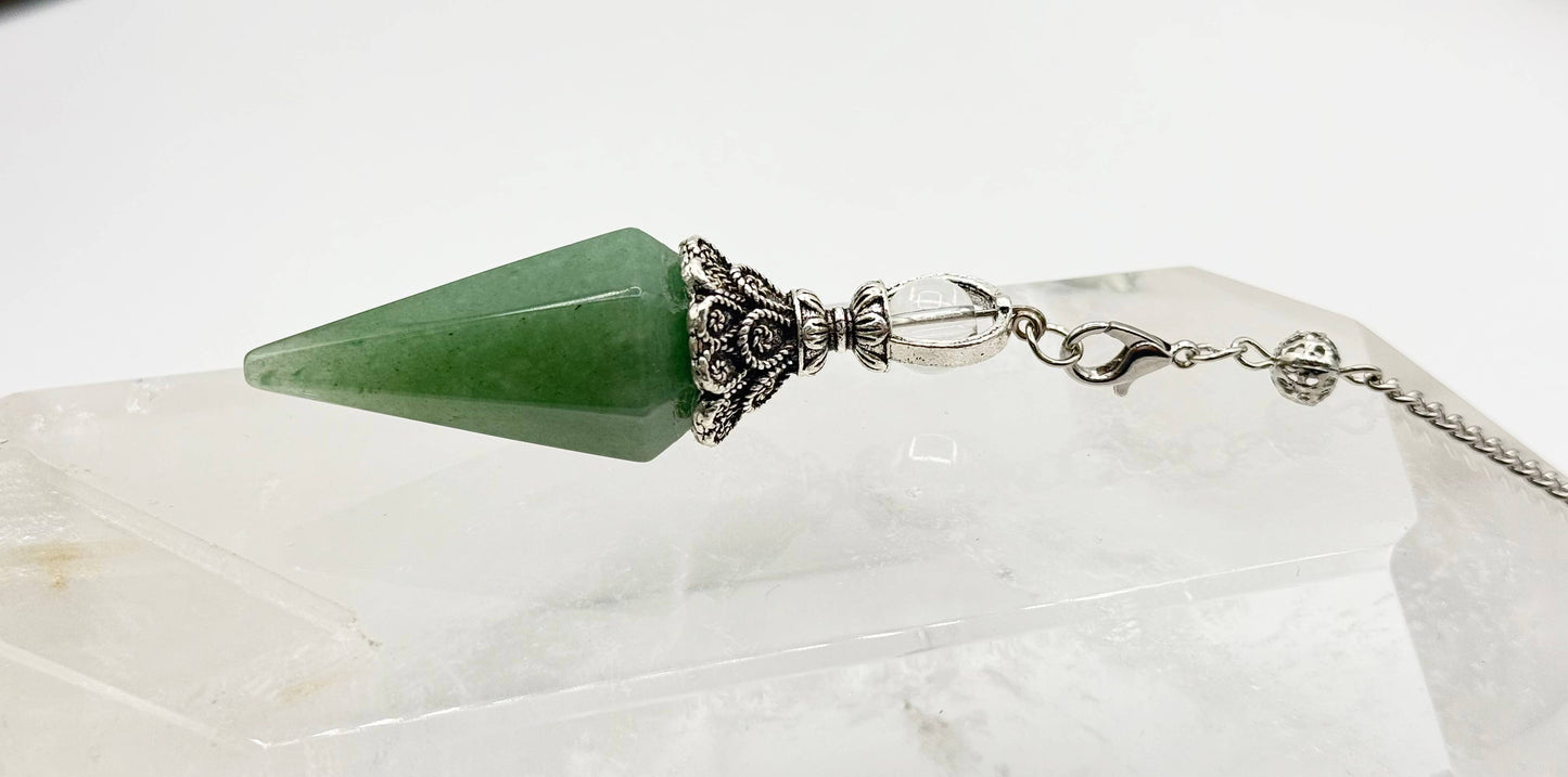 pendulum with silver cap and quartz sphere