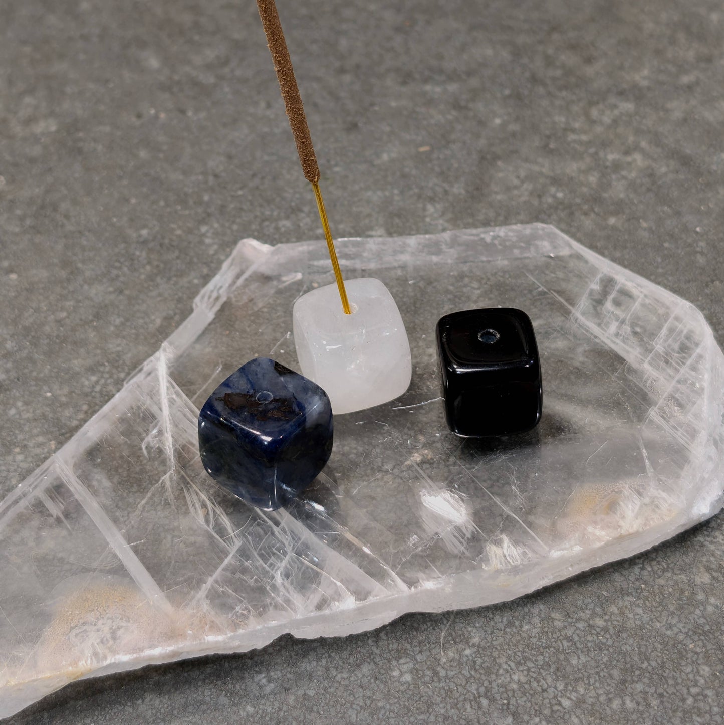 sodalite cube incense holders